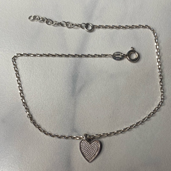 Jewelry - Anklet sterling silver with heart charm 925